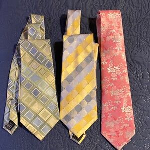 Men's Tie Set - Yellow, Gray, and Pink